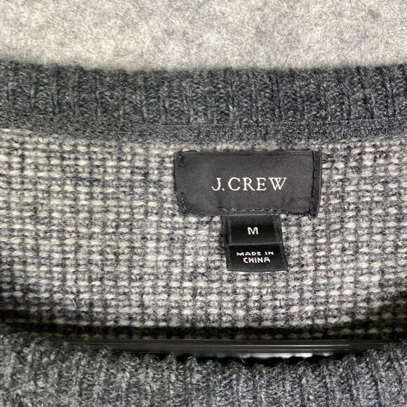 J. Crew Men Sweater M Gray Contrast Hem Pullover Knit Textured Preppy Golf - Picture 4 of 9